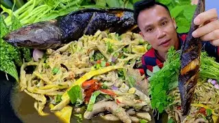 ซุปหน่อไม้นัวๆปลาดุกย่างหอมๆแซ่บๆ