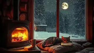 Cozy Winter Fireplace Night 🎹 Soft Piano by the Fire, Snowfall Outside | No Ads Sleep &ndash; 3 Hours