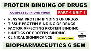 Protein binding of drugs (complete) || Part 3 Unit 1 || biopharmaceutics 6th sem || Carewell Pharma