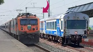 Dangerous 260 Kmph Crossing - WAP5 Amrit Bharat Crosses WAP7 Shatabdi Express - Indian Railways 