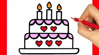 HOW TO DRAW A BIRTHDAY CAKE EASY STEP BY STEP