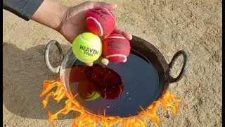 Tennis Ball vs Hot oil experiment || 3 Tennis ball in hot oil || Experiment king