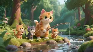 Mama Cat and Kittens Go Fishing 🐱🎣🌲 | Fun Nursery Rhymes & Kids Songs