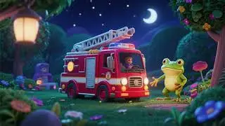 Fire Truck and the Frog Night Garden | Calm Adventure Nursery Rhyme for Kids | Baby Songs