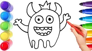 How To Draw cute monster Drawing, Painting & Coloring For Kids and Toddlers_ Child Art 🐋🌈🎨