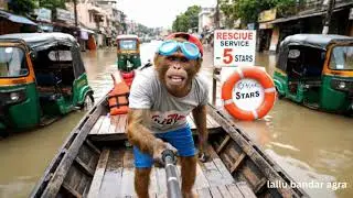 Lallu Bandar showing Agra Yamuna Flood