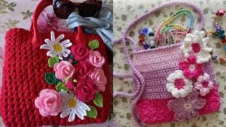 Изящный дизайн вязаной крючком сумки, созданной из тонкой хлопковой пряжи