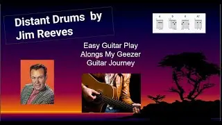 Distant Drums by Jim Reeves easy beginner guitar play along with chords and lyrics