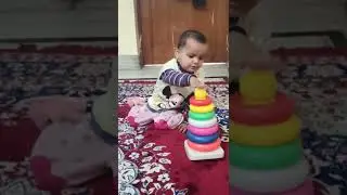 1 year Cute Baby Perfection in Stacking Rings Toys 😍 #stacking