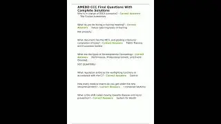 AMEDD CCC Final Questions With Complete Solutions