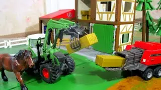 Siku 5609 Horse Farm at first in my channel! SIKU 1951 Massey Ferguson MF 8690 with Baling Press