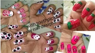 Diy New#Nail art compliance 2020|Tooth pick se bnaye easy nail art at home| without tool nail art