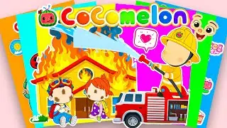 【Paper DIY】 Decorate Sticker Book with Firefighter JJ Saving Cocomelon School And Friends!