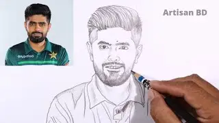 Drawing of Sketches Babar Azam || Pakistan cricket player Babar Azam face drawing