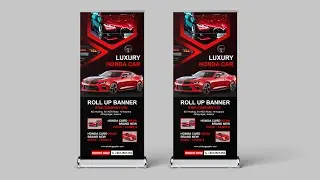 Roll up banner template - photoshop tutorial - car banner design
