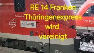 Franken Thüringen Express RE 14 wird in Bamberg vereinigt.