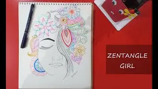 Zentangle Flower Girl/ Doodle Pattern