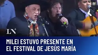 Milei estuvo en el festival de Jesús María y cantó con el Chaqueño Palavecino