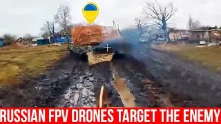 The moment when Russian troops attack Ukrainian armored vehicles