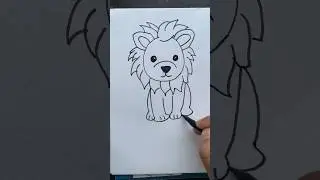 Cute Lion 🦁 drawing for kids #art #shorts #sketch #funny #ytshorts #trendingshorts #painting#howto