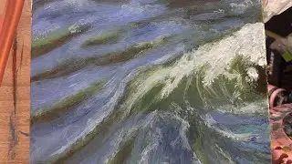Painting water splashing with acrylic paint 