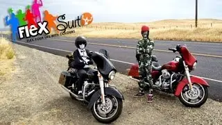 Riding a Harley-Davidson with a FlexSuit