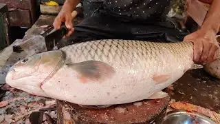 Amazing!!  Incredible Huge Rohu Fish Cutting And Egg Collection Skills। Fish Cutting Video।