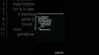 Program to print prime Mersenne numbers 