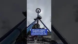 Moment thrill-seekers scream as they are left dangling upside down after ride breaks down