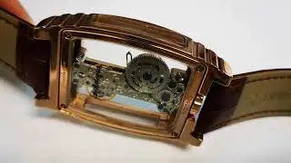 Diasteria. A bridge auto openworked watch in rose gold and 4 sides crystal mineral glass casing.