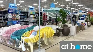 AT HOME PATIO FURNITURE OUTDOOR SOFAS TABLES ARMCHAIRS HOME DECOR SHOPPING STORE WALK THROUGH