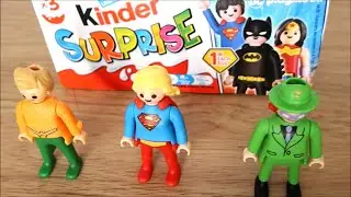 Kinder Surprise DC Super Heroes Playmobil 3 pack Egg Opening, no music, asmr