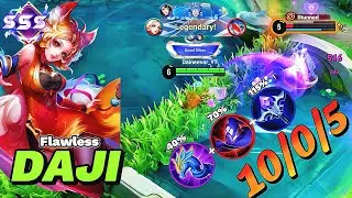 15 KDA FLAWLESS 😈 DAJI BEST BUILD | ONE COMBO ~ HOK