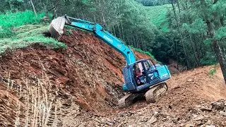 Building A New Mountain Road With Excavator | Heavy Equipment Working Hard