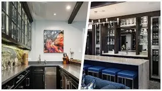 75 Luxury Home Bar With Glass-front Cabinets Design Ideas You'll Love 🔴