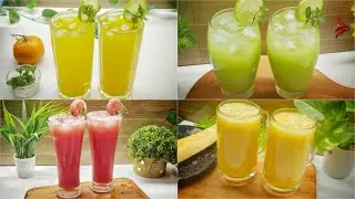 রমজান স্পেশাল ৪টি  ফল(পেয়ারা, বাঙ্গি, কমলা, তরমুজ) এর জুসের রেসিপি। 4 mint-fruit drink recipe