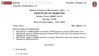 MSC 1ST SEM MULTIMEDIA PRINCIPLES OF ANIMATION JAN 2023 | PTU