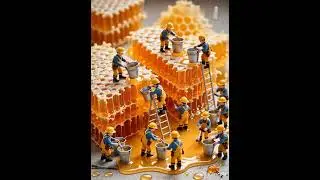 Tiny WORKERS Collecting Honey in a Whimsical World? #tiny #workers #honey #animation #construction