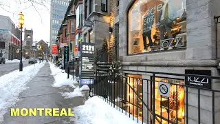 Montreal City Winter Walk in Downtown | Virtual Tour Canada Walking Video 2021
