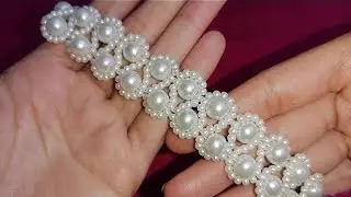 Elegant bridal bracelet. how to make beautiful white bracelet with pearls. beaded bracelets tutorial