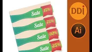 How to draw a discount sticker or banner in flat style. Vector illustration tutorial.