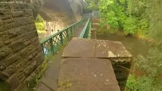 The abandoned foot bridge and the old railway bridge in padiham