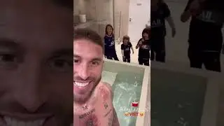 Sergio Ramos kids visit him before the game against Troyes