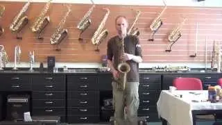 Sebastian B&uuml;scher on his Borgani tenorsax after overhaul at Charlie's Muziek