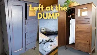 Antique Armoire that was Left at the DUMP Get&rsquo;s a HUGE Makeover- Furniture Restoration 