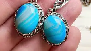 Серьги с разными самоцветами