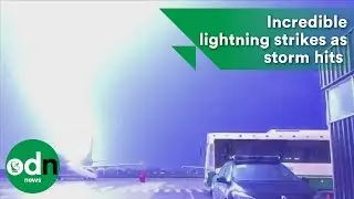 Incredible lightning strikes as storm hits Rosario Airport, Argentina