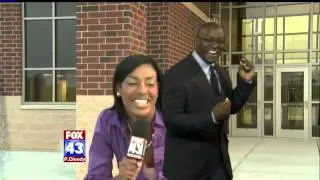 Chris Garrett & Amber Miller dancing on FOX43 Morning News