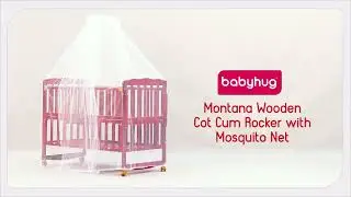 Babyhug Montana Wooden Cot Cum Rocker with Mosquito Net