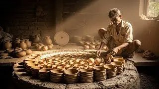 Clay Pottery Primitive Earthenware Art Potter Making Roman Style Clay Terracotta tray.